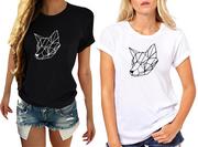 Koszulki i topy damskie - Koszulka damska z krótkim rękawem typu T-shirt nadruk wilka - miniaturka - grafika 1