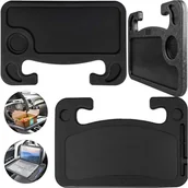 Lampy studyjne - Organizer samochodowy stolik na kierownicę auta taca uchwyt podstawka pod laptop, napoje i posiłki Alogy czarny - miniaturka - grafika 1