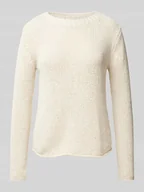 Swetry damskie - Sweter z dzianiny o kroju regular fit ze zrolowanym brzegiem - miniaturka - grafika 1