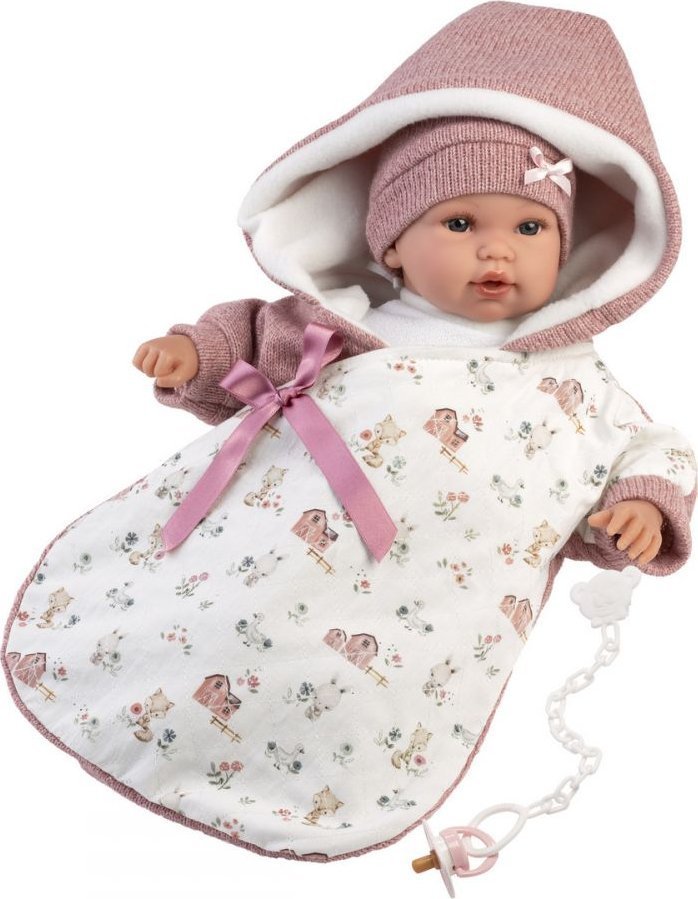 Llorens Llorens 16350 Lalka bobas 36 cm w różowym śpiworku