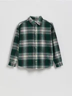 Kurtki i płaszcze dla chłopców - Reserved - Bawełniana koszula w kratę - zielony - miniaturka - grafika 1