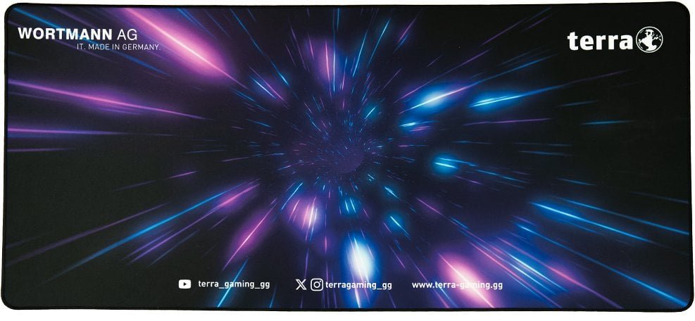 TERRA Mousepad XXL PURE Gaming black/purple schwarze Umkettelung, 900 x 400 x 3 mm
