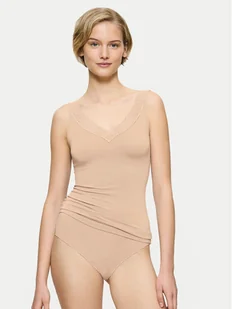 Triumph Top Feel Of Modal 10221637 Beżowy Slim Fit - Piżamy damskie - miniaturka - grafika 1