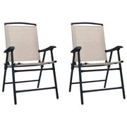 Fotele i krzesła ogrodowe - vidaXL Składane krzesła ogrodowe, 2 szt., tworzywo textilene, kremowe - miniaturka - grafika 1