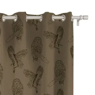 Zasłony - Zasłona AUTUMN wzór AT11 | sowy na brązowym tle 150 x 150 cm tkanina zaciemniająca - miniaturka - grafika 1
