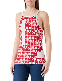 Koszulki i topy damskie - G-STAR RAW Women's Printed Tank top Cropped Ultra Slim T-shirt, wielokolorowy (Oyster Mushroom/Acid red Tetris D263-D966), S, Wielokolorowy (Oyster Mushroom/Acid Red Tetris D263-d966), S - grafika 1