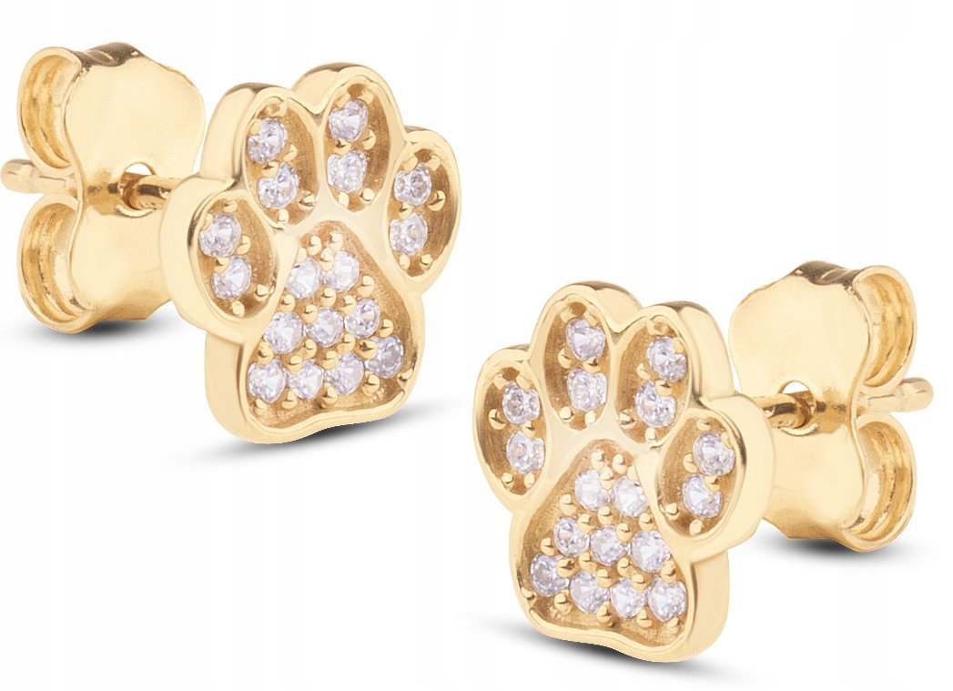 PIĘKNE ZŁOTE KOLCZYKI Z ŁAPKAMI DLA MIŁOŚNIKA ZWIERZAKÓW 14KT 585