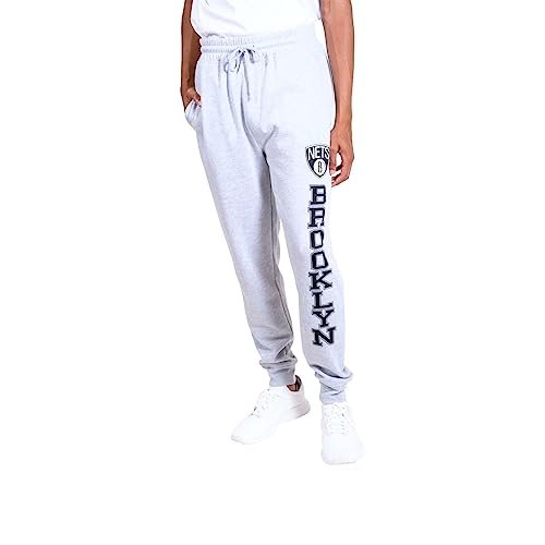 Ultra Game NBA Official Men’s Super Soft Game Day Jogger Sweatpants - Unisex, Brooklyn Nets, Heather Gray, X-Large