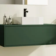 Szafki łazienkowe - Szafka łazienkowa wisząca pod umywalkę - Zielony mat - 94 cm - TEANA II - miniaturka - grafika 1