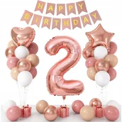 Balony i akcesoria - BALONY NA DRUGIE 2 URODZINY ROSE GOLD BANER SERDUSZKO GWIAZDKA DWA LATKA - miniaturka - grafika 1