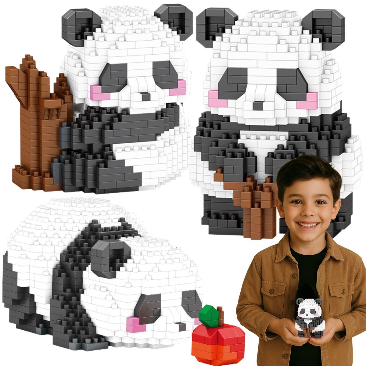 KLOCKI KONSTRUKCYJNE 3 W 1 ZESTAW PANDA DO BUDOWANIA MINI KOALA NA PREZENT