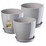 Donice - Doniczka Agen z podstawką szara 28 cm, 3 szt. - miniaturka - grafika 1