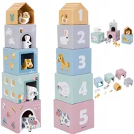 Zabawki interaktywne dla dzieci - Wieża Piramidka Sorter Piramida Z Figurkami Zwierząt Farma MAMABRUM - miniaturka - grafika 1