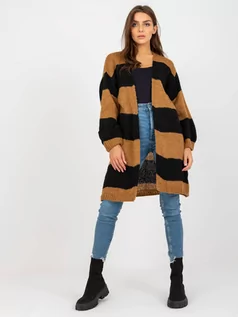 Swetry damskie - Kardigan camelowy casual narzutka rękaw długi długość długa - grafika 1