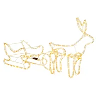 Ozdoby bożonarodzeniowe - Renifer z saniami Led ozdoba świetlna 120 cm dekoracja biały ciepły - miniaturka - grafika 1