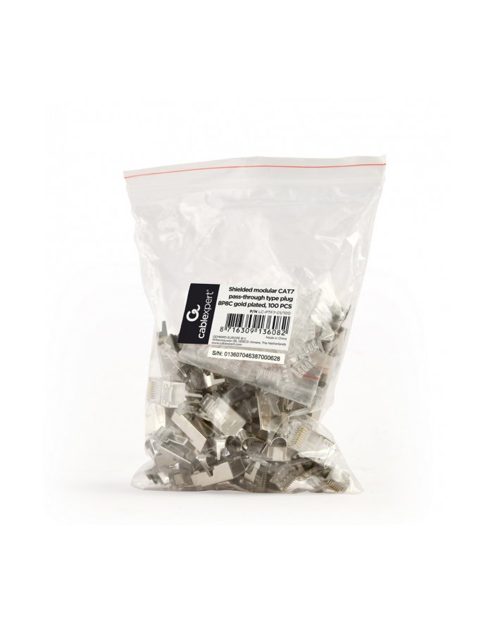 GEMBIRD Ekranowany modułowy wtyk przelotowy CAT7 15u złocony 100 szt. w opakowaniu