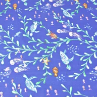 Pasmanteria - Tkanina bawełniana żółwie i meduzy na granatowym tle - miniaturka - grafika 1