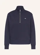 Bluzy damskie - Gant Bluza Dresowa Typu Troyer Shield blau - GANT - miniaturka - grafika 1