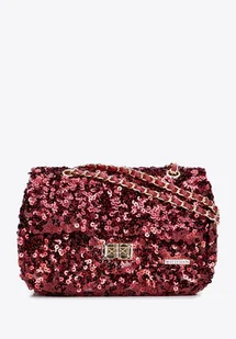 Damska listonoszka z cekinami i łańcuszkiem czerwona - Torebki damskie - miniaturka - grafika 1