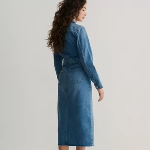 Reserved - Jeansowa sukienka midi - Niebieski - Sukienki - miniaturka - grafika 1