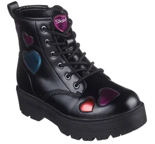 Skechers Botki Dziecięce Gravlen Hi czarne z serduszkami sznurowane 28,5 EU - Botki damskie - miniaturka - grafika 1