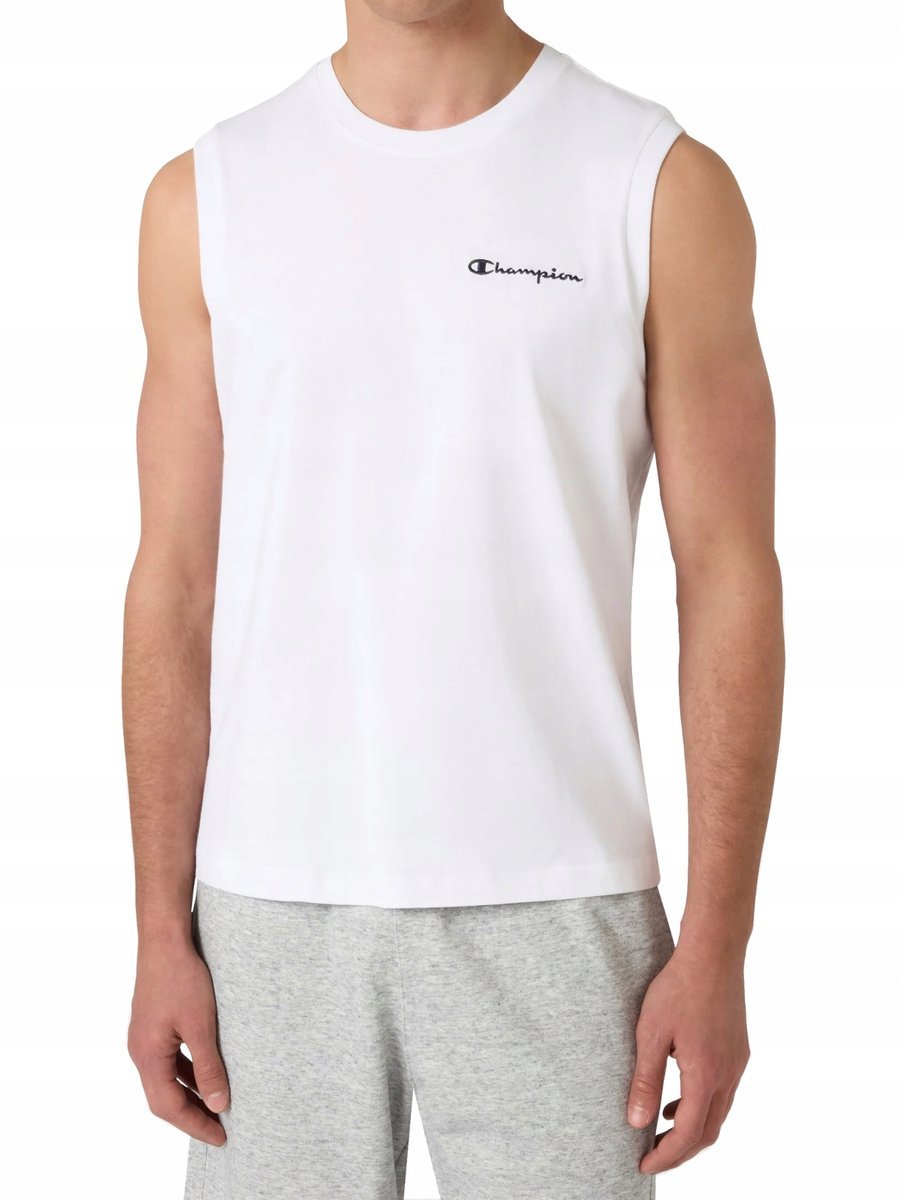 KOSZULKA męska CHAMPION bez rękawów 222170-WW001 sportowa biała bawełna XL XL