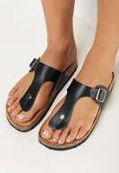 Klapki i japonki damskie - Czarne Japonki z Paskiem z Klamerką Tredora - miniaturka - grafika 1