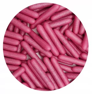 POSYPKA CUKROWA Duże Pałeczki MAKARONI różowe fuksja 20g - Dodatki do ciast w proszku - miniaturka - grafika 1