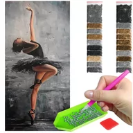 Zabawki kreatywne - Haft Diamentowy ARTULIO, Obraz DIY 5D, Diamond Painting, Mozaika Diamentowa 40X80cm (Malownicza baletnica) + Zestaw Akcesoriów - miniaturka - grafika 1