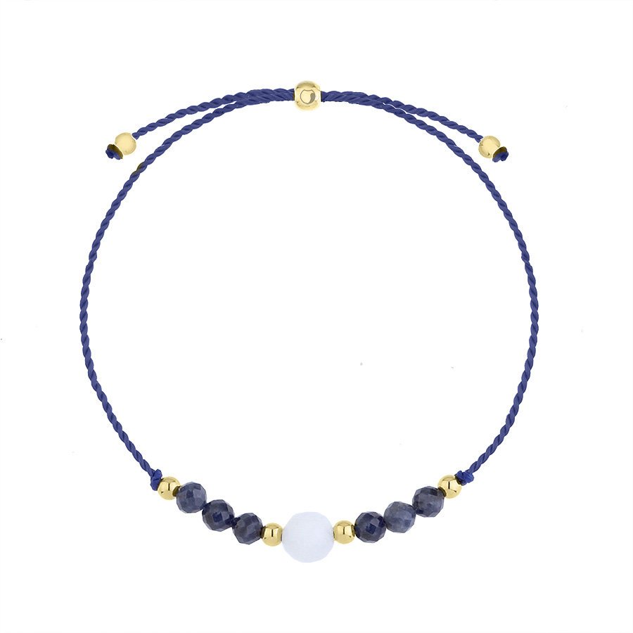 Bransoletka zodiakalna Panna Szafir i kamień księżycowy na sznurku