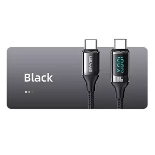 USAMS Kabel pleciony U78 USB-C na USB-C LED 3m 100W Fast Charging czarny/black SJ559USB01 (US-SJ559) - Kable - miniaturka - grafika 1