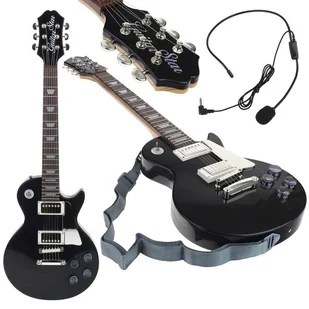 Gitara Elektryczna Rockowa z Mikrofonem Karaoke dla Dzieci Melodie Podkłady - Czarna - Instrumenty muzyczne dla dzieci - miniaturka - grafika 1