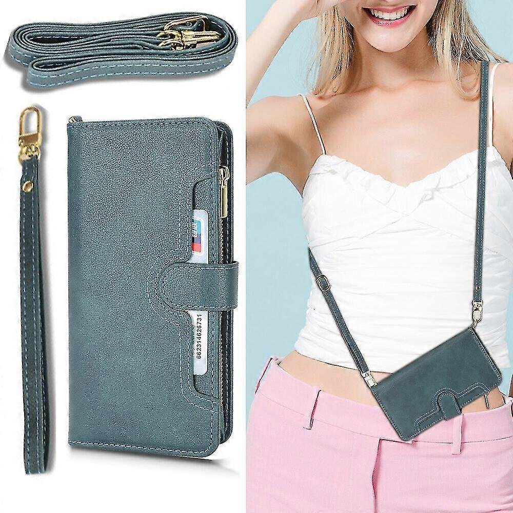 Nowe etui kompatybilne z Motorola Edge 30 Pro Cover Smycz Pasek na ramię i pasek na rękę Zamek błyskawiczny Magnetyczny portfel Zielony A