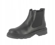 Botki damskie - Sanagens Botki Damskie Skórzane Czarne na Zamek 35 Ż8c - miniaturka - grafika 1