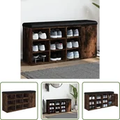 Szafki na buty - The Living Store Ławka na buty dąb wędzony 102x32x50 cm Materiał drewnopochodny - miniaturka - grafika 1