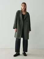 Kurtki damskie - OPUS Płaszcz przejściowy w kolorze ciemnozielonym - miniaturka - grafika 1
