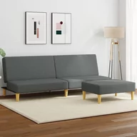 Sofy i kanapy - vidaXL 2-os. kanapa rozkładana z poduszkami i podnóżkiem, ciemnoszara - miniaturka - grafika 1