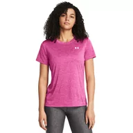 Koszulki sportowe damskie - Damska koszulka treningowa Under Armour Tech SSC- Twist - różowa - UNDER ARMOUR - miniaturka - grafika 1