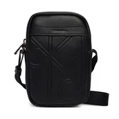 Torby męskie - Saszetka Calvin Klein Emblem Aop Emboss Slim Reporter LV04D3371G Czarny - miniaturka - grafika 1
