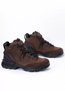 Buty trekkingowe męskie - Buty outdoorowe męskie brązowe Ecco M EXOHIKE MID GTX - ECCO - grafika 1