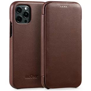 moVear flipSide S - Skórzane etui do Apple iPhone 12 Pro / 12 (6.1") | Pokrowiec slim case, Skóra naturalna nappa (Ciemnobrązowy) - Etui i futerały do telefonów - miniaturka - grafika 1