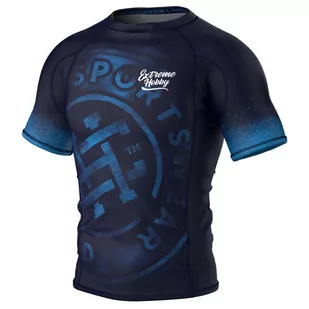 Rashguard na siłownię męski z krótkim rękawem EXTREME HOBBY BADGE - Koszulki sportowe męskie - miniaturka - grafika 1