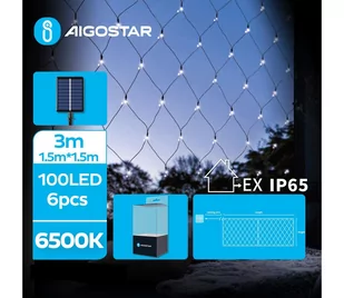 Aigostar - LED Solarny łańcuch bożonarodzeniowy 100xLED/8 funkcji 4,5x1,5m IP65 zimny biały - Lampy ogrodowe - miniaturka - grafika 1