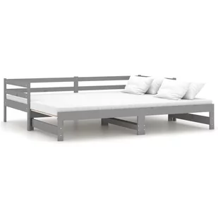 vidaXL Łóżko wysuwane szare lite drewno sosnowe 2x 90x200 cm 806957 - Łóżka - miniaturka - grafika 1