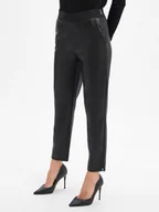 Spodnie damskie - JOOP! Damskie spodnie z imitacji skóry Kobiety Sztuczna skóra czarny jednolity, 36 - miniaturka - grafika 1