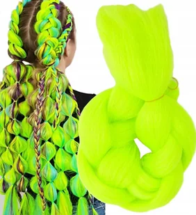 WŁOSY SYNTETYCZNE SZTUCZNE DO WARKOCZYKÓW NEONOWY LIMONKOWY ŻÓŁTY A21 - Ozdoby do włosów - miniaturka - grafika 1