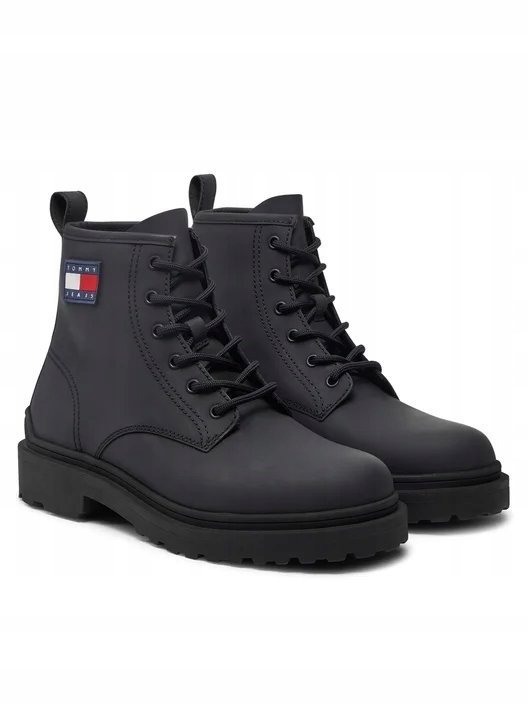 TOMMY JEANS TRZEWIKI SZNUROWANE SKÓRZANE CZARNE 43 1FRB