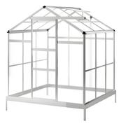 Szklarnie ogrodowe - Szklarnia ogrodowa aluminiowa poliwęglanowa 3,4 m2 trzysekcyjna z fundamentem 184x185 cm srebrna - miniaturka - grafika 1