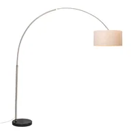 Lampy stojące - QAZQA Nowoczesna lampa podłogowa łuk stal klosz kremowy 50cm - XXL - miniaturka - grafika 1