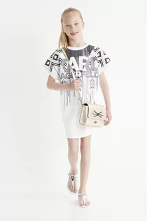 Sukienki - Karl Lagerfeld Lagerfeld Lagerfeld sukienka dziecięca kolor biały mini prosta - grafika 1